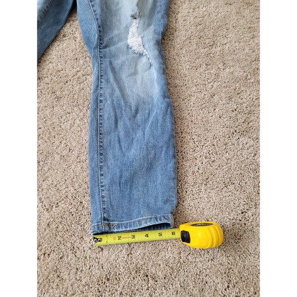 Torrid Women's Blue Boyfriend Fit Skinny Jeans Size 12 Distressed Mid Rise - Picture 6 of 8